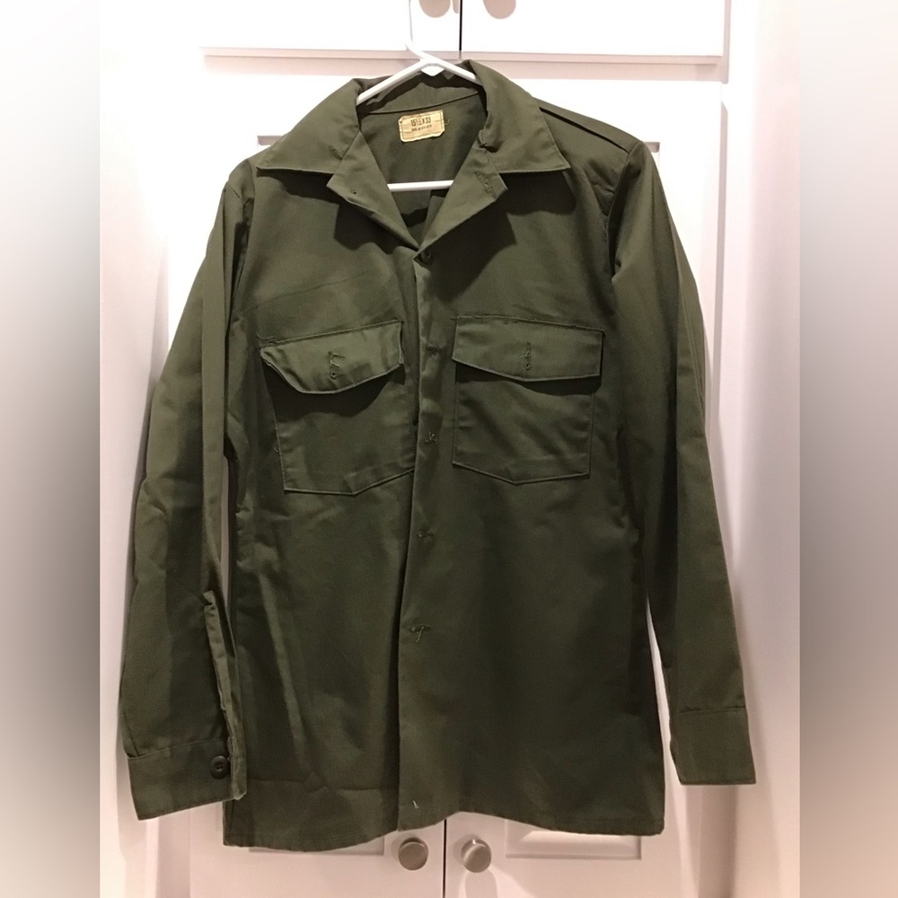 Vintage Army Button Down shirt Shade 507 15.5 x 33